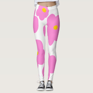Legging Flor amarela rosa margarida moderna padrão elegant