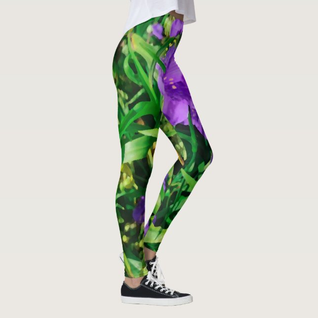 Legging Flor Azul Roxo Estilizado Floral (Direita)