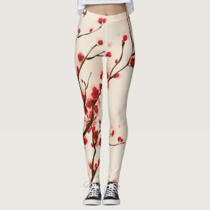 Legging Flor bonita da ameixa na aguarela do primavera