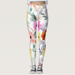 Legging Flor Botânica Floral Moderna De Aquarela<br><div class="desc">Flores Botânicas Florais Modernas De Aquarelas</div>