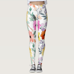 Legging Flor Botânica Floral Moderna De Aquarela