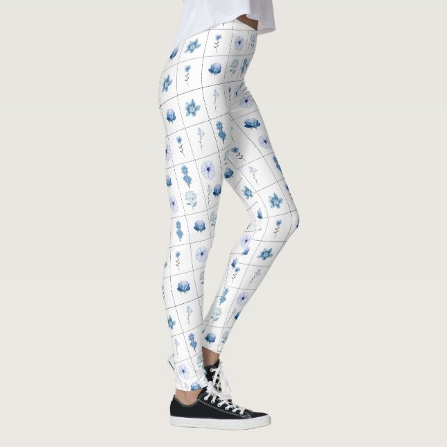 Legging Flor branca e azul (Direita)