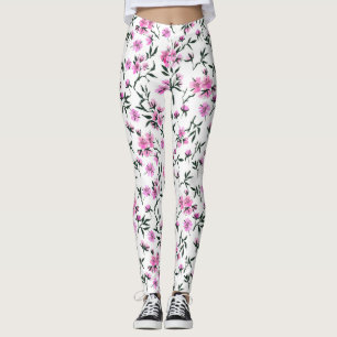 Legging Flor branco de cereja em branco