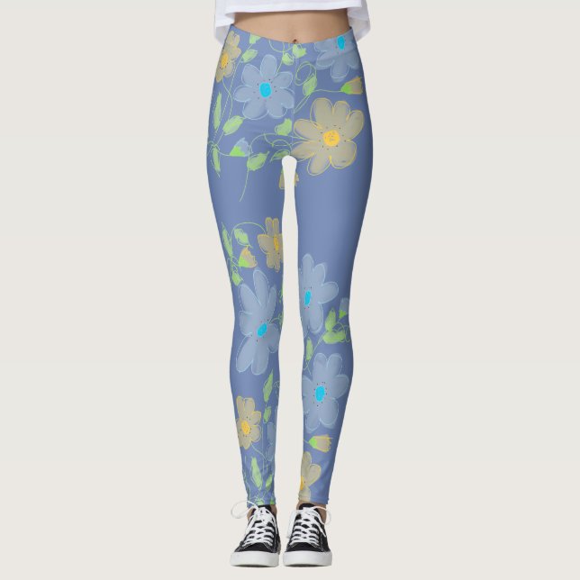 Legging Flor com blues (Frente)