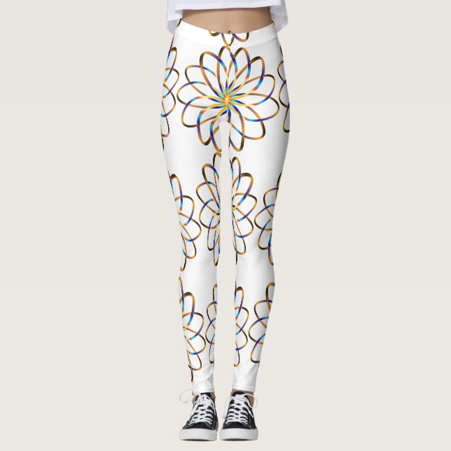 Legging flor de abstrato blu (Frente)