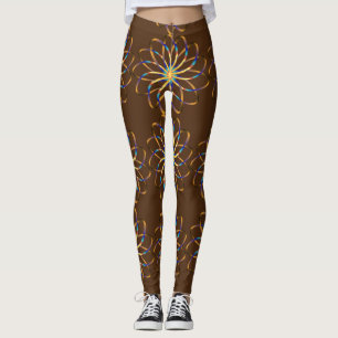 Legging flor de abstrato blu