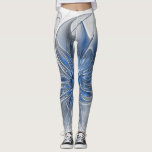 Legging Flor de Arte Fracionada com Cinza Azul abstrato<br><div class="desc">Uma flor de fantasia única com tons de azul e cinza,  abstrato e elegante. Design incomum para suas leggings florais modernas e muito mais.</div>