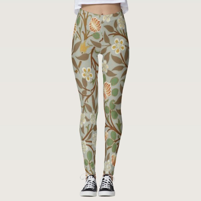 Legging Flor de Botânica Trevo de William Morris (Frente)