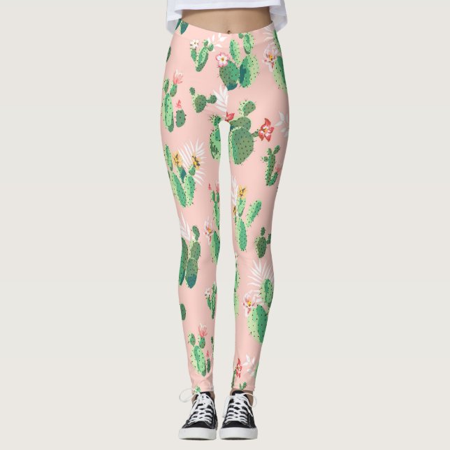 Legging flor de cacto rosa (Frente)
