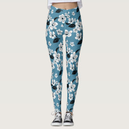 LEGGING FLOR DE CEREJEIRA - SAKURA (AZUL FUMAÇA)