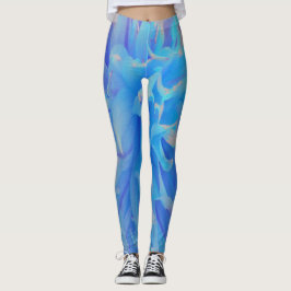 Legging Flor de Dália Decorativa Azul Elegante