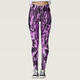 Legging Flor de Dália Preta e Rosa