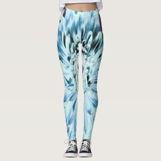 Legging Flor de Dália Verde-Menta e Turquesa