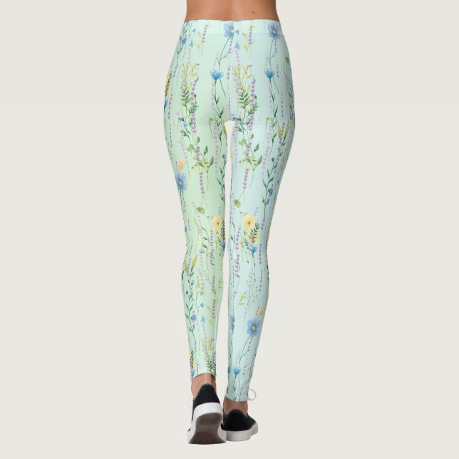 Legging Flor de flora com gradiente de aquarela russa (Verso)