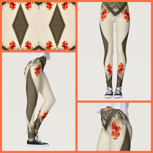 Legging Flor de Hibisco Vibrações Tropicais Floral