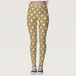 Legging Flor de lis do ponto morto da teca