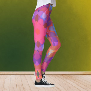 Legging Flor de Mandala, cor-de-rosa, azul e púrpura