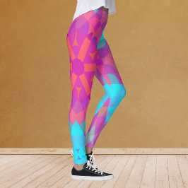 Legging Flor de Mandala, cor-de-rosa, azul e púrpura