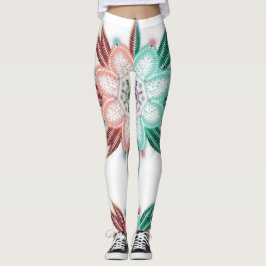 Legging Flor de Mandala de Coral Azul