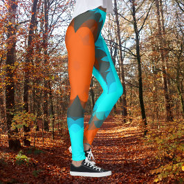 Legging Flor de Mandala Retroativa Laranja e Azul