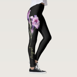 Legging Flor de Nascimento de Agosto, Gladiolus Roxo em Pr