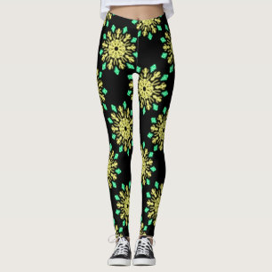 Legging Flor de néon amarela e verde