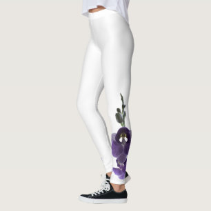 Legging Flor de orquídea roxa.