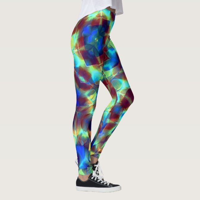 Legging Flor digital azul intensa contrastando com marrom (Direita)