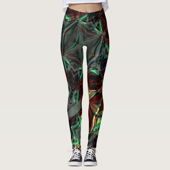 Legging Flor digital com tons metálicos ou cristalinos (Frente)