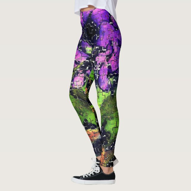 Legging Flor e folhas, envelhecidas em mosaico esculpido (Esquerda)