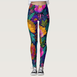 Legging Flor Exótico Negrito Flores Na moda e Flor Chic