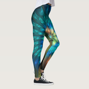 Legging Flor Fantasia Luminosa, Fractal Abstrato Colorido