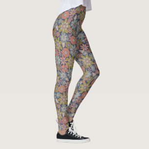 Legging Flor Floresce & Desabrocha em Coral, Azul & Verde
