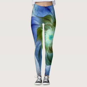 Legging Flor Fractal Azul e Verde