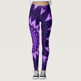 Legging Flor geométrica Blacklight do fulgor de néon
