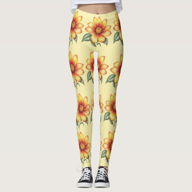 Legging Flor Laranja (Frente)