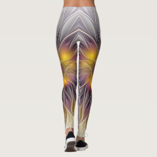 Legging Flor Luminosa Colorida, Fractal Moderno Abstrato