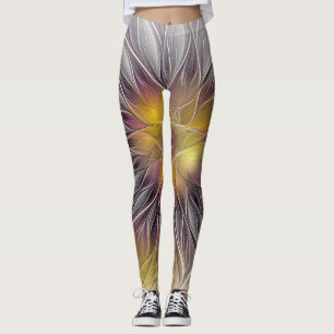 Legging Flor Luminosa Colorida, Fractal Moderno Abstrato