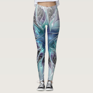 Legging Flor moderna abstrata do Fractal do Flourish com