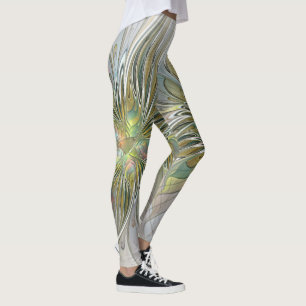 Legging Flor moderna da arte do Fractal da fantasia floral