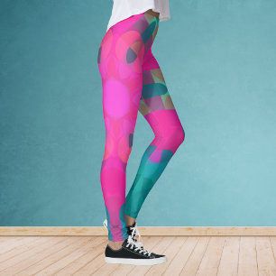 Legging Flor Retro Mandala Cor-de-rosa e azul