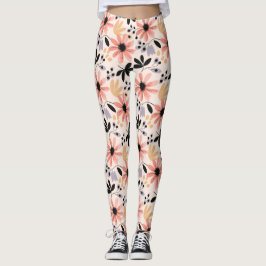 Legging Flor Retro Preto Rosa