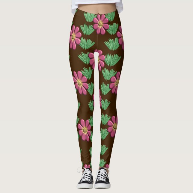 Legging Flor rosa embutido (Frente)