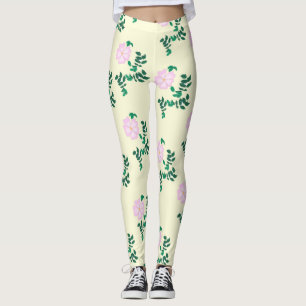 Legging Flor-Rosa selvagem rosa-pastel