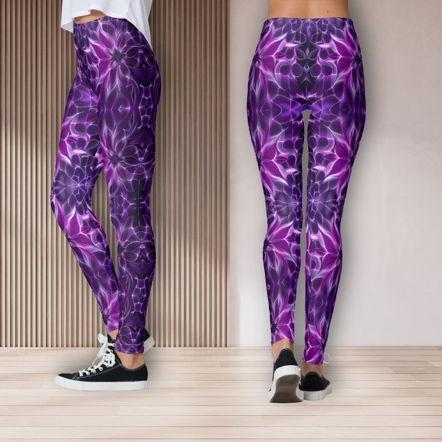 Legging Flor roxa roxa fractal hipnótica (Criador carregado)