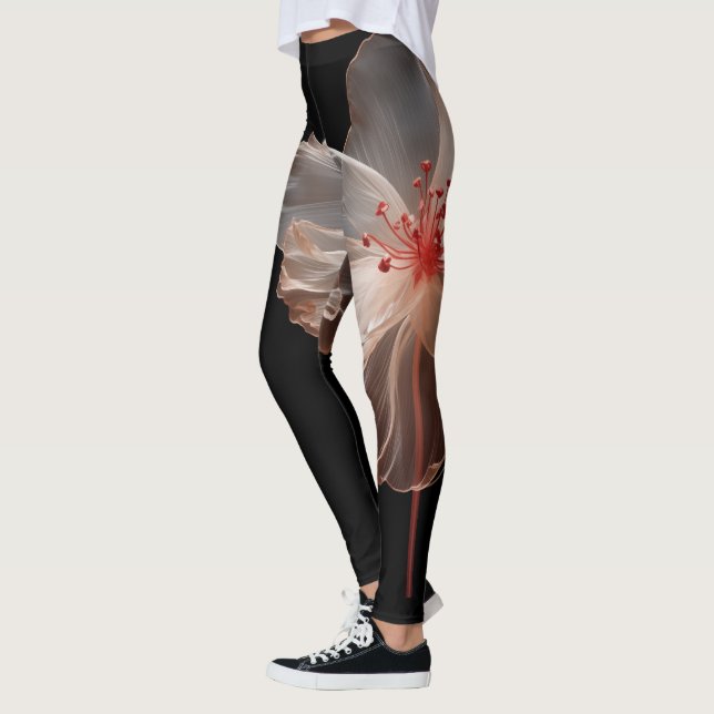 Legging Flor translúcida elegante a preto (Esquerda)