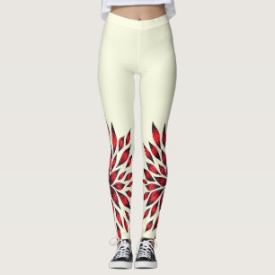 Legging Flor vermelha abstrata tirada mão do Doodle