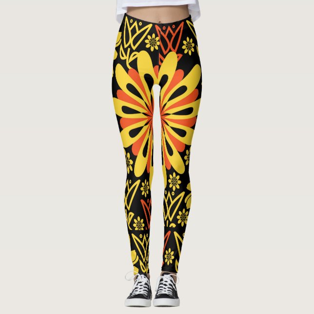 Legging Flora NYamarela preta (Frente)