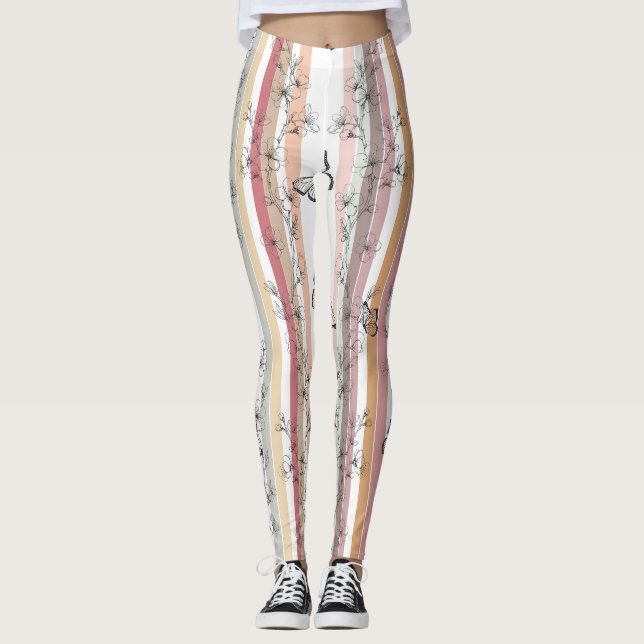 Legging Floração de Borboleta Elegante (10) (Frente)