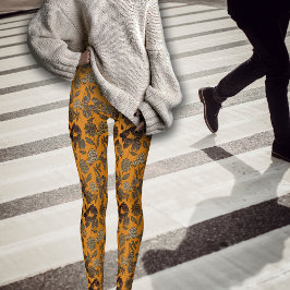 Legging Florais Exóticos de outono - Laranja Real